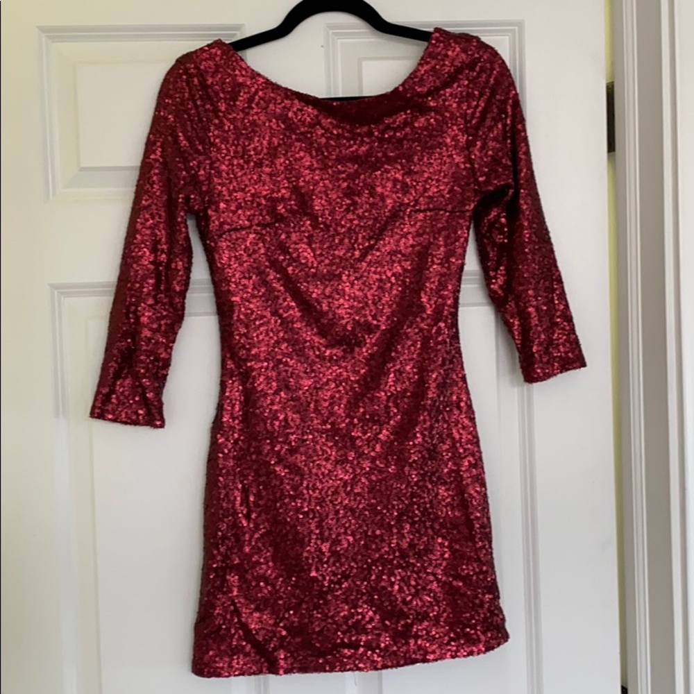 Red sequence dress
